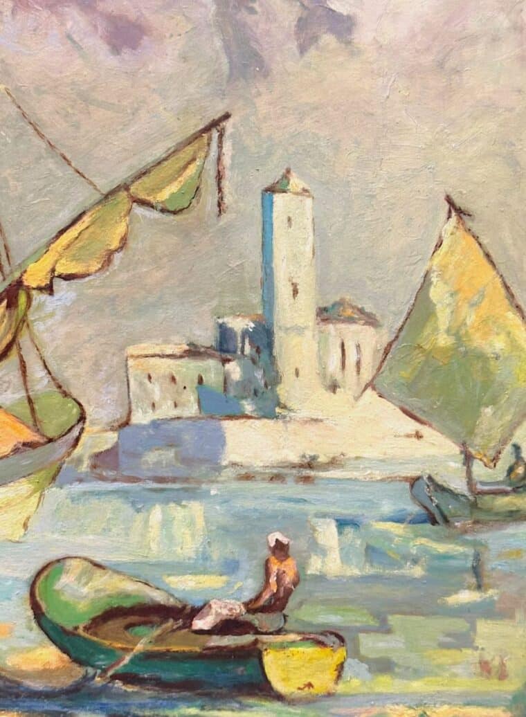 Vintage Impressionist Coastal Painting - Image 5