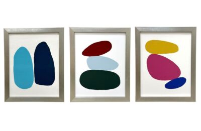 Beach Stones Reproduction Art in Silver Frame