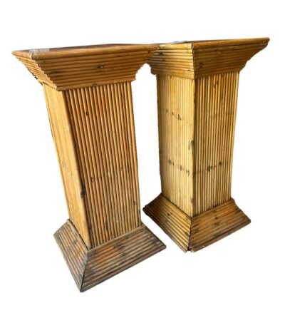 Pair of Vintage Rattan Pedestals