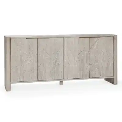 Cream Mango Wood Buffet with Palm Motif