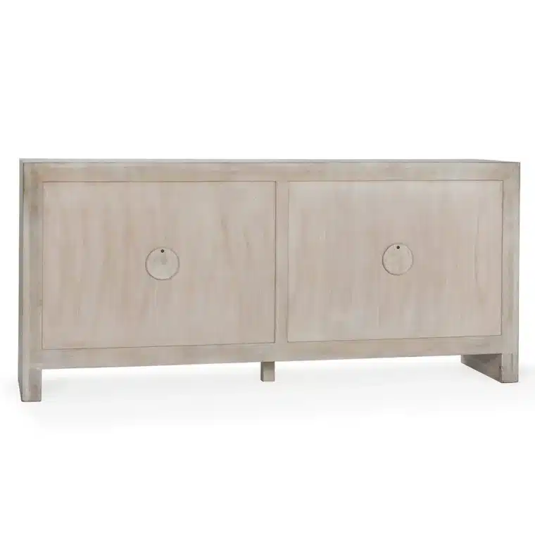 Cream Mango Wood Buffet with Palm Motif - Image 4