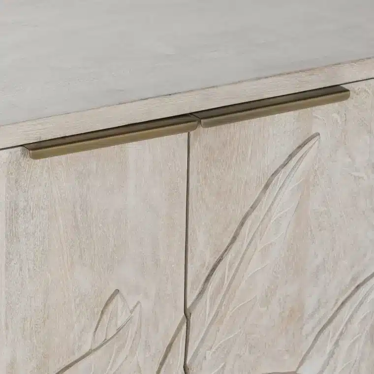 Cream Mango Wood Buffet with Palm Motif - Image 6