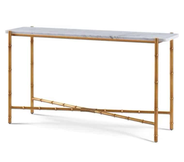 White Marble Console with Faux Bamboo Base