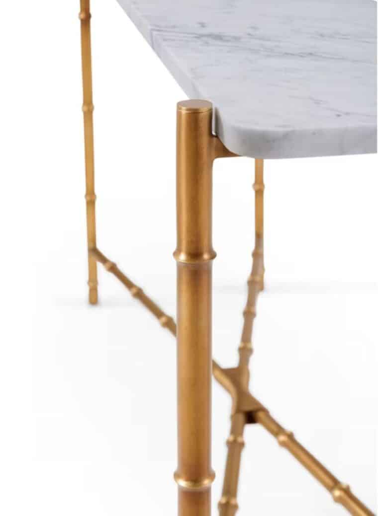 White Marble Console with Faux Bamboo Base - Image 3