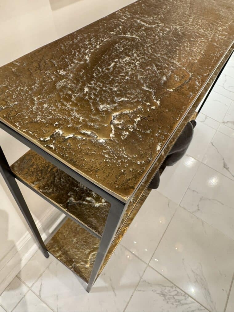 Antiqued Brass Console Table - Image 5