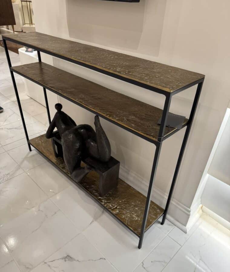 Antiqued Brass Console Table - Image 8