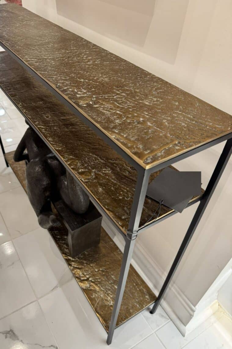 Antiqued Brass Console Table - Image 4