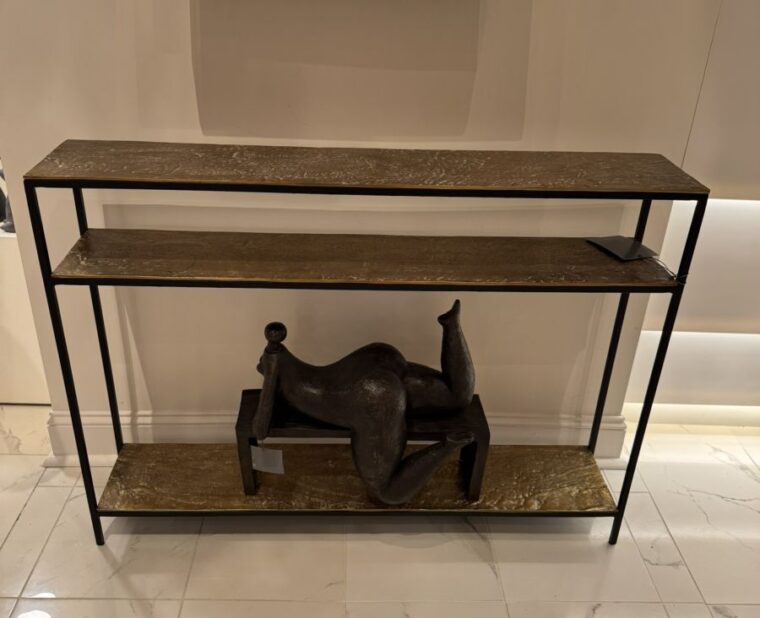 Antiqued Brass Console Table - Image 9
