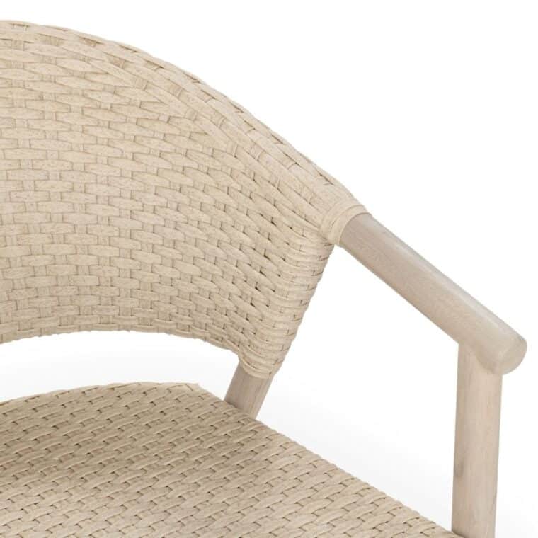 Cream Faux Wicker Outdoor Dining Chair - Image 5