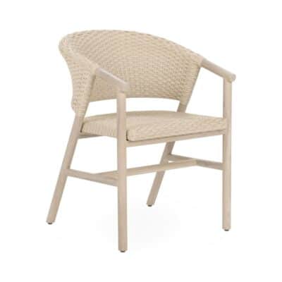 Cream Faux Wicker Outdoor Dining Chair