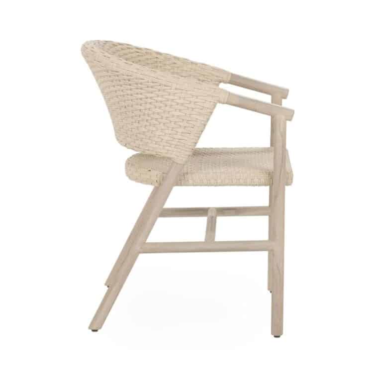 Cream Faux Wicker Outdoor Dining Chair - Image 3