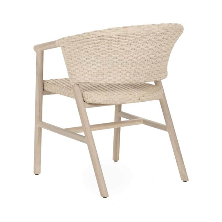 Cream Faux Wicker Outdoor Dining Chair - Image 4