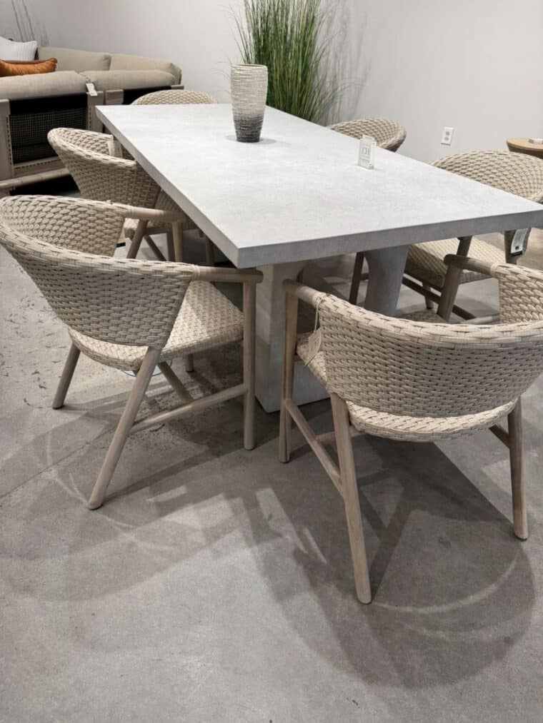 Cream Faux Wicker Outdoor Dining Chair - Image 14