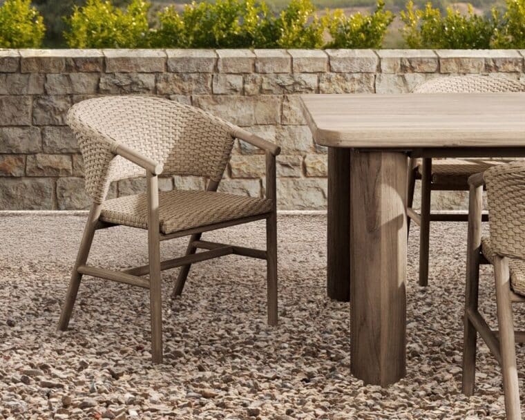 Cream Faux Wicker Outdoor Dining Chair - Image 7