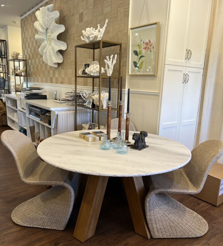 Outdoor Marble Top Dining Table with 4 Angled Legs - Image 4