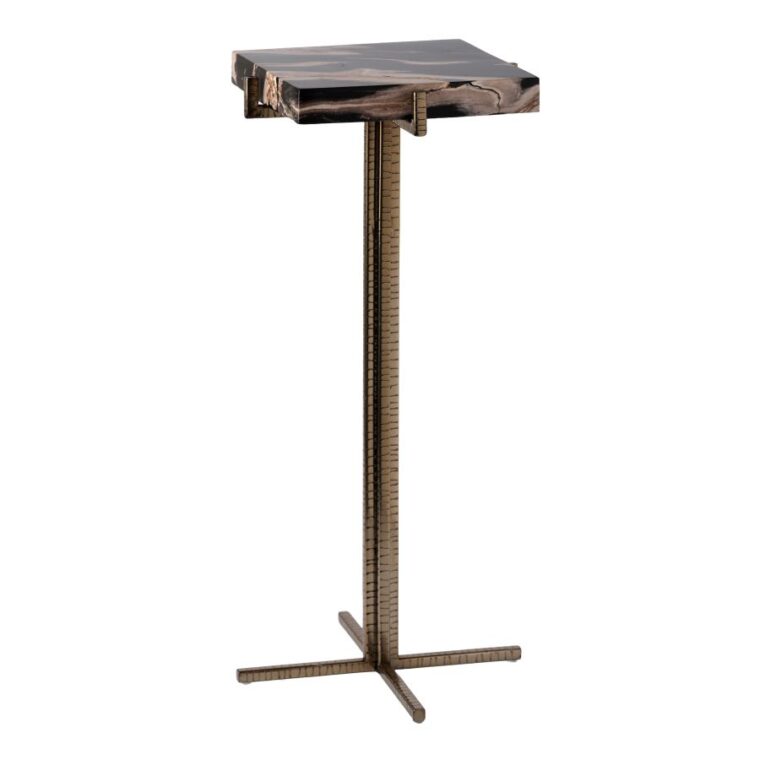 Petrified Wood and Metal Drinks Table
