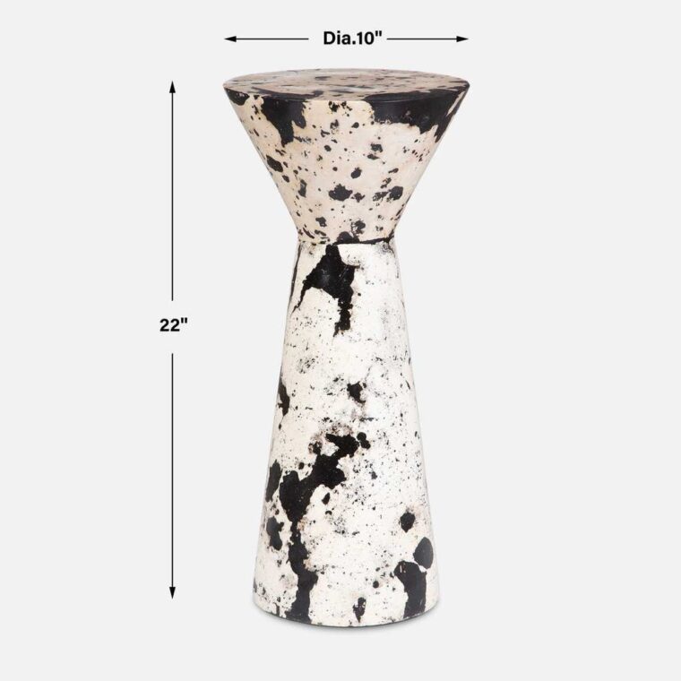 Hourglass Limestone and Black Resin Drink Table - Image 5