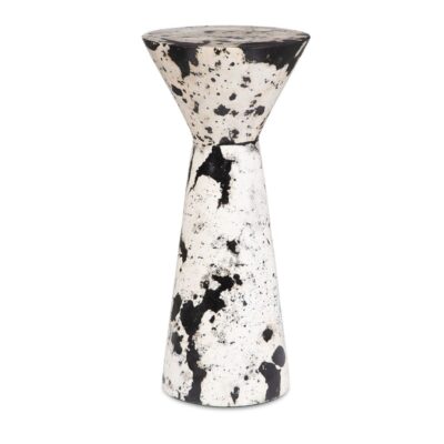 Hourglass Limestone and Black Resin Drink Table