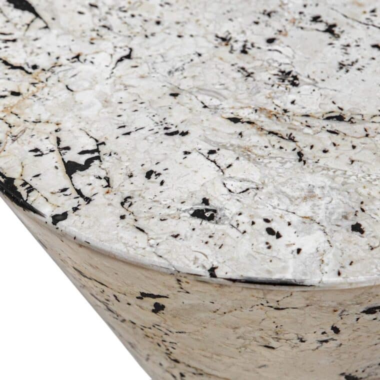 Hourglass Limestone and Black Resin Drink Table - Image 3