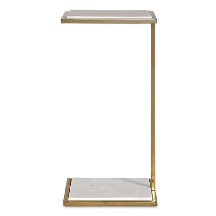 Marble and Brushed Brass Drinks Table - Image 2