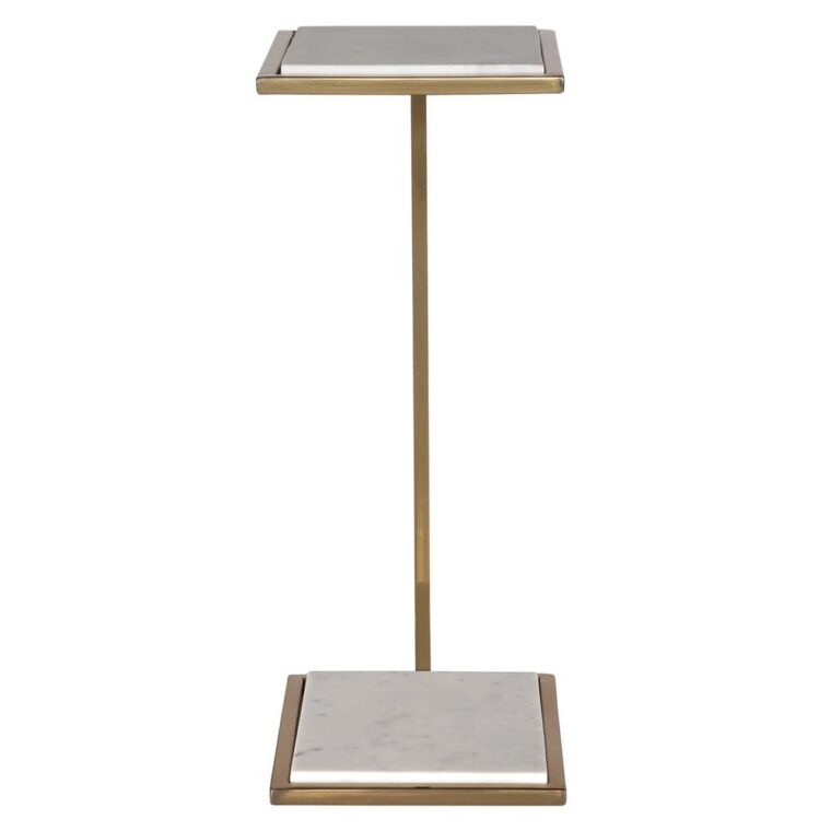 Marble and Brushed Brass Drinks Table - Image 3