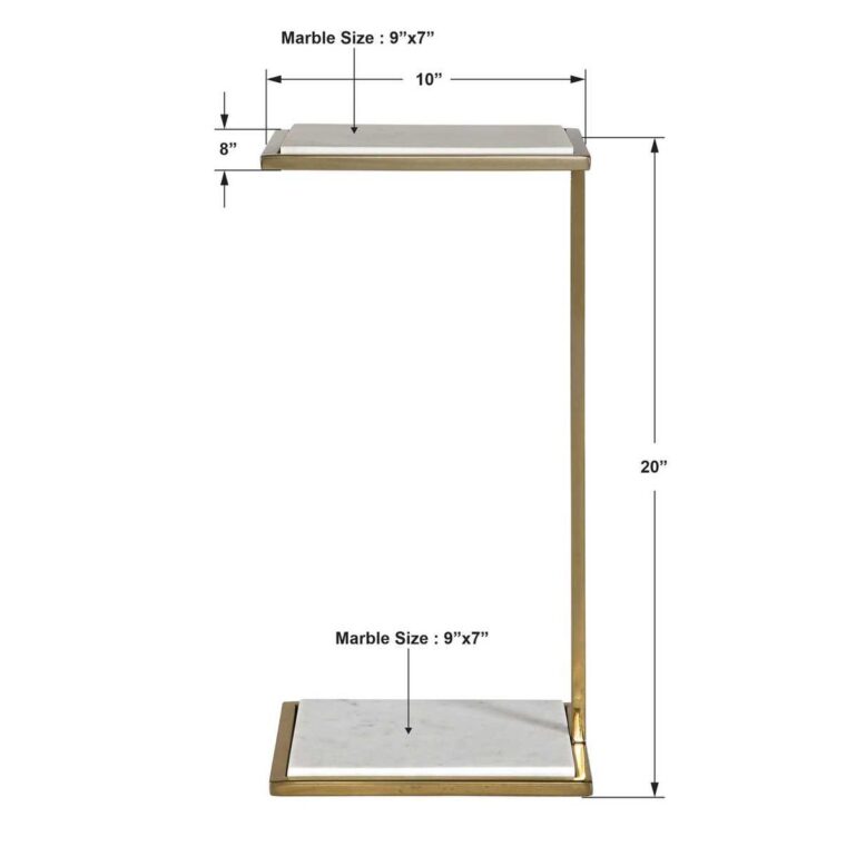 Marble and Brushed Brass Drinks Table - Image 5
