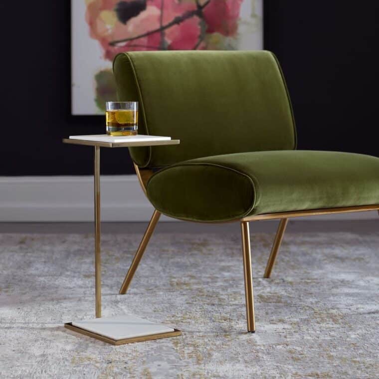 Marble and Brushed Brass Drinks Table - Image 6