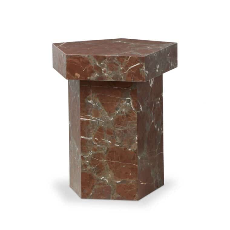 Solid Rust Marble Pentagonal Side Table