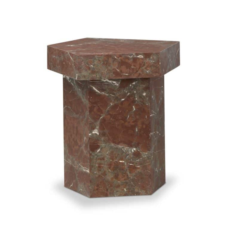 Solid Rust Marble Pentagonal Side Table - Image 2