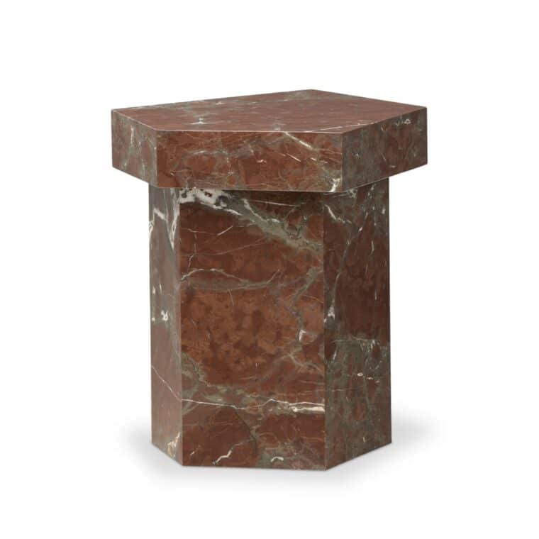 Solid Rust Marble Pentagonal Side Table - Image 3