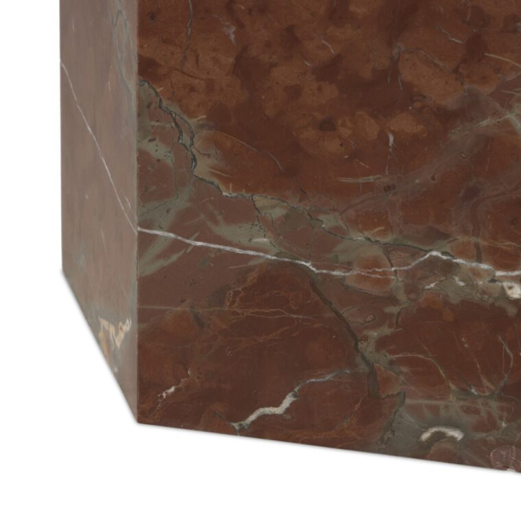 Solid Rust Marble Pentagonal Side Table - Image 8