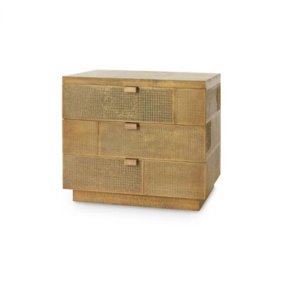 Hammered Brass Three Drawer Side Table