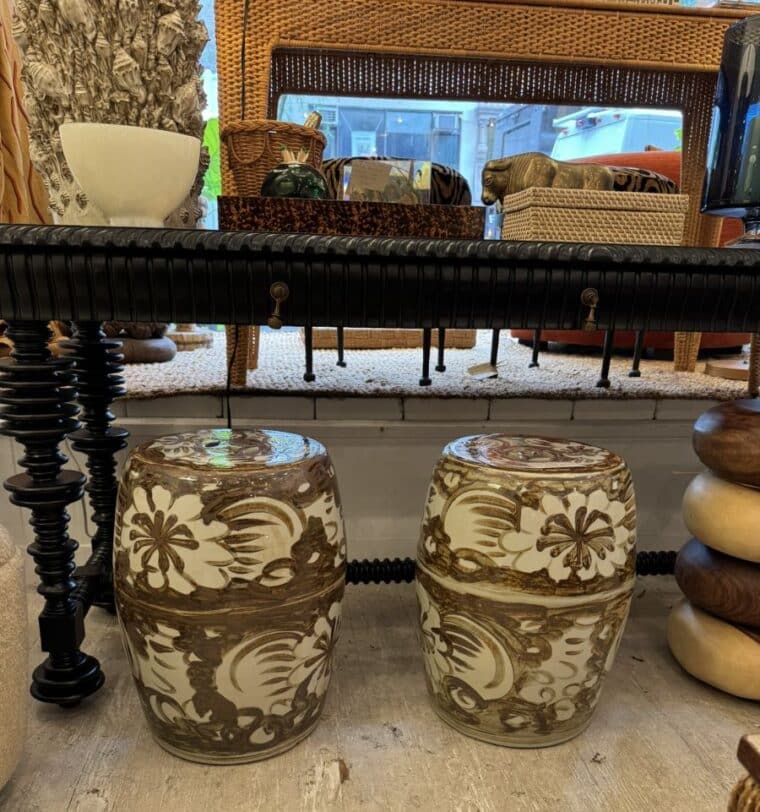 Rustic Brown Porcelain Garden Stool - Image 2