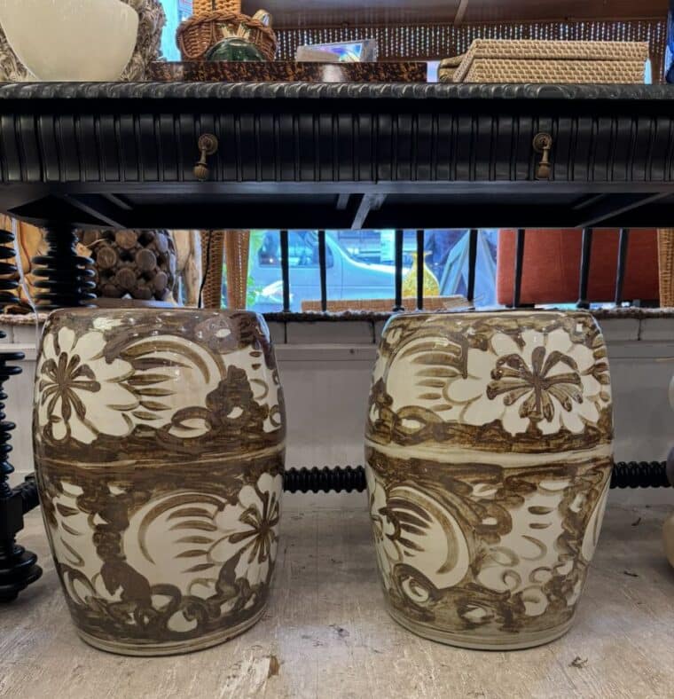 Rustic Brown Porcelain Garden Stool - Image 4