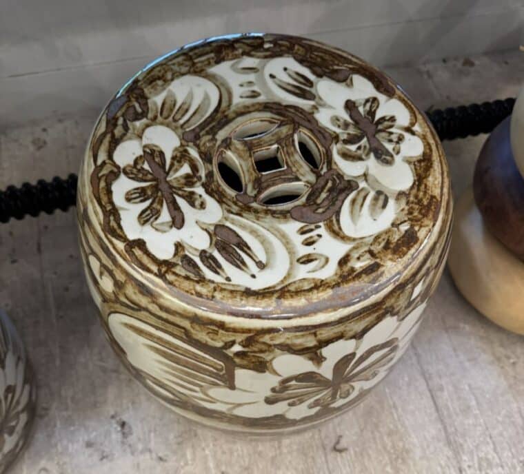 Rustic Brown Porcelain Garden Stool - Image 5