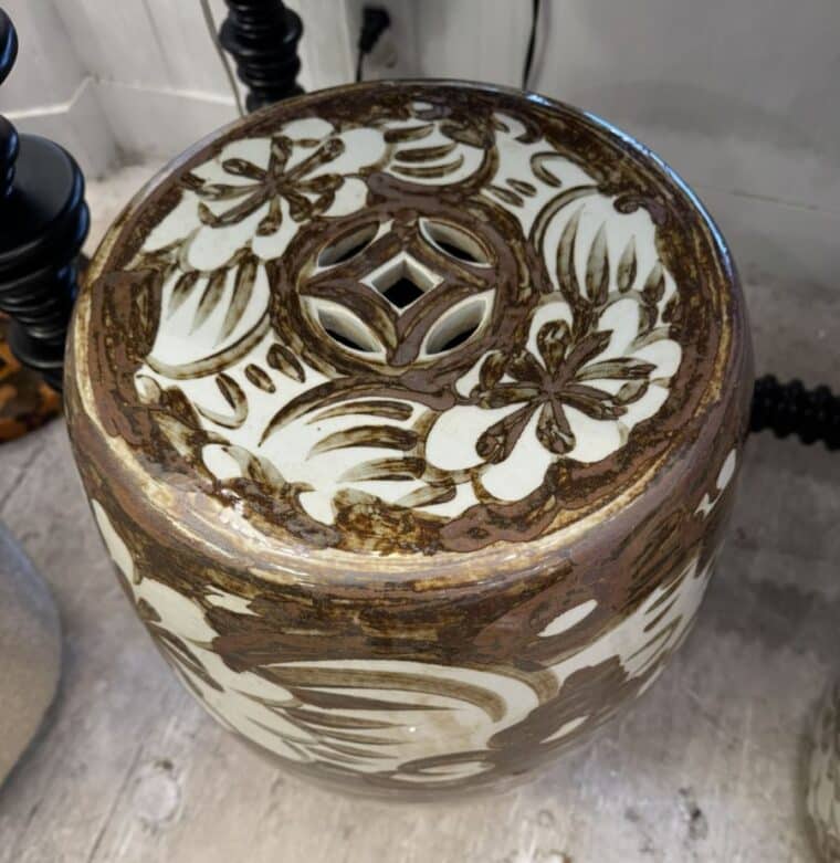 Rustic Brown Porcelain Garden Stool - Image 6