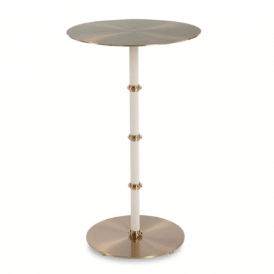 Round Brass and Faux Shagreen Side Table
