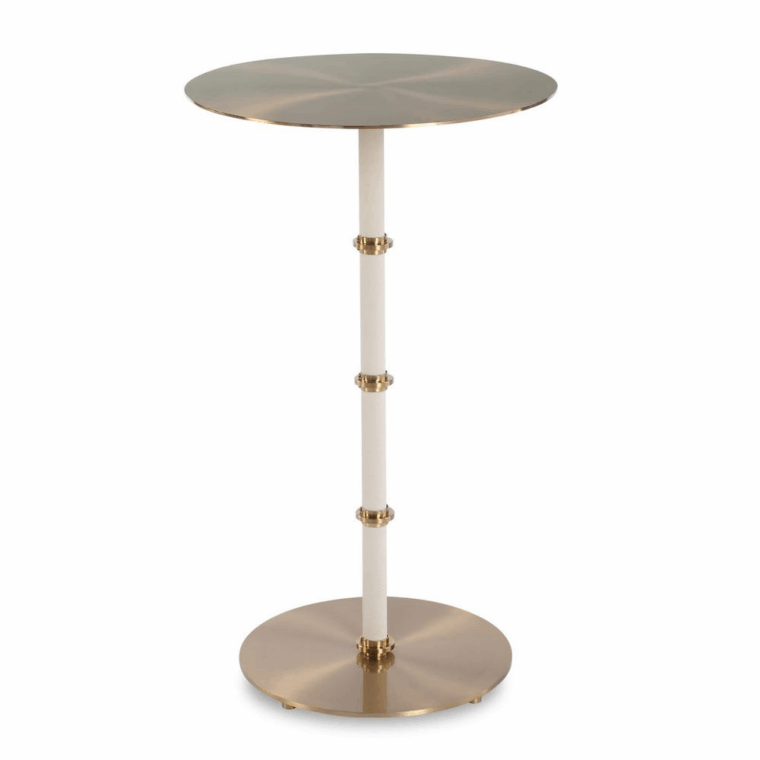 Round Brass and Faux Shagreen Side Table