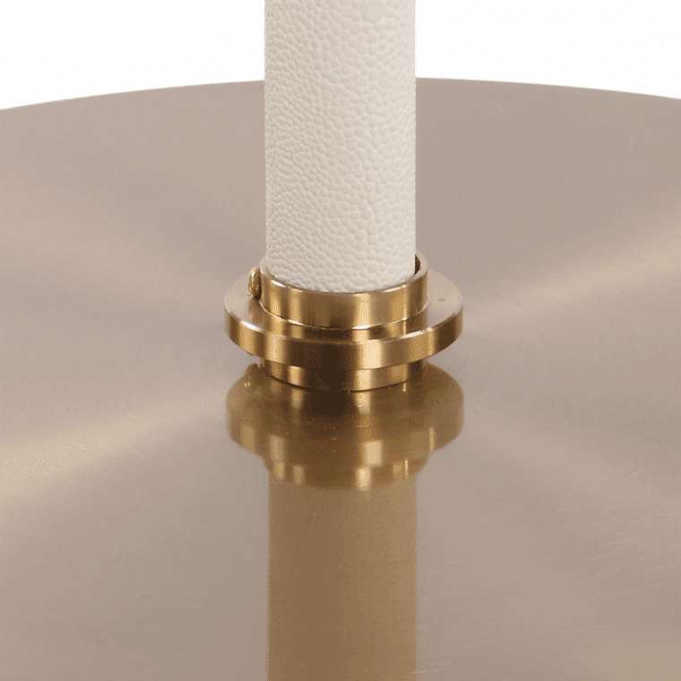 Round Brass and Faux Shagreen Side Table - Image 2