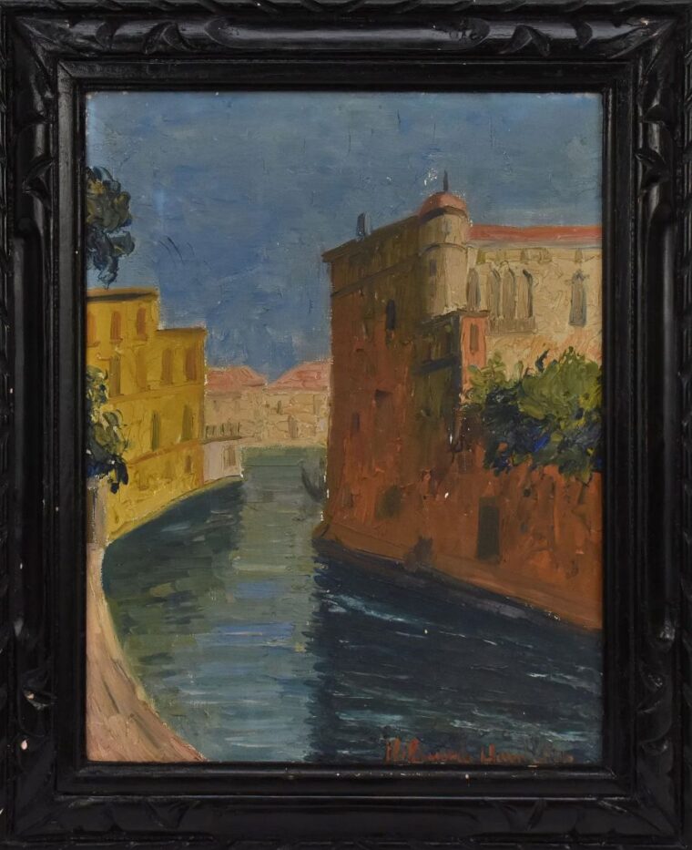 Vintage Painting of Venice Original Art
