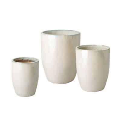 Tall Pearl White Ceramic Planters 