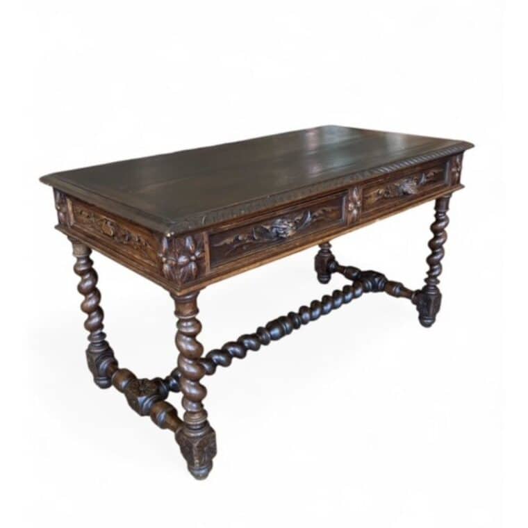 Antique English Carved Barley Twist Leg Console