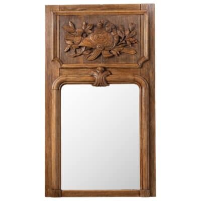 Antique Carved Wood French Trumeau Style Mirror
