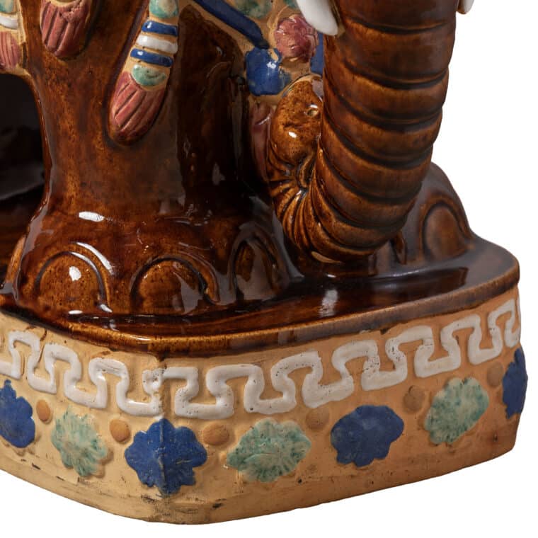 Vintage Brown and Blue Elephant Garden Stool - Image 7