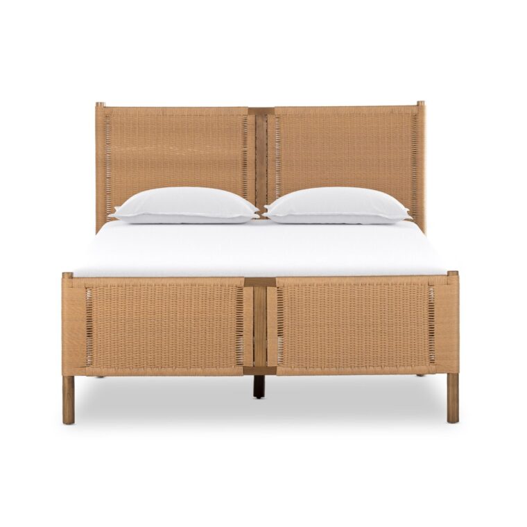 Wood and Woven Faux Rattan Bed  - Image 2