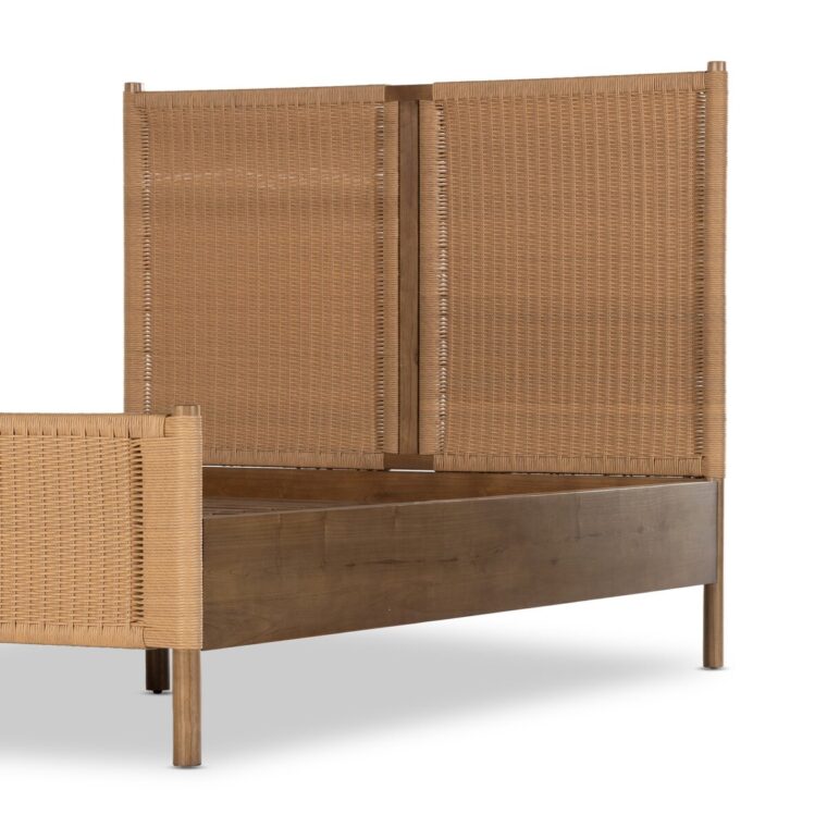 Wood and Woven Faux Rattan Bed  - Image 12