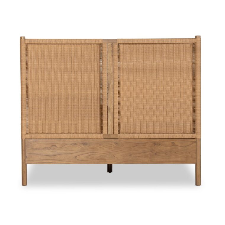 Wood and Woven Faux Rattan Bed  - Image 7