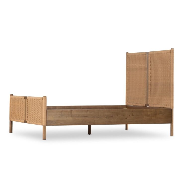 Wood and Woven Faux Rattan Bed  - Image 9