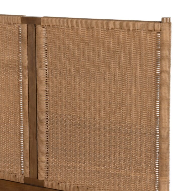 Wood and Woven Faux Rattan Bed  - Image 13