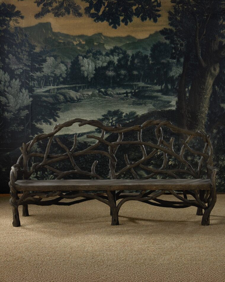 Large Outdoor Dunmore Faux Bois Bench - Image 6